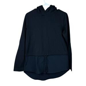 Athleta‎ Women's Gallery Hoodie Top Size Small Black Layered Pullover Longline